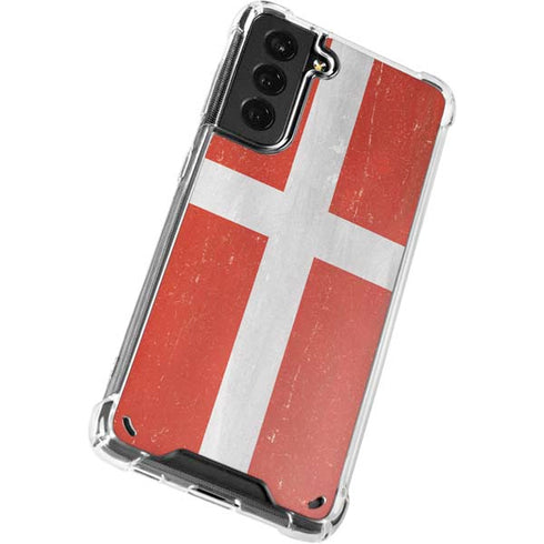 Denmark Flag Distressed Galaxy S21 Plus 5G Clear Case