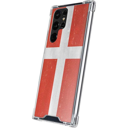 Denmark Flag Distressed Galaxy S22 Ultra Clear Case