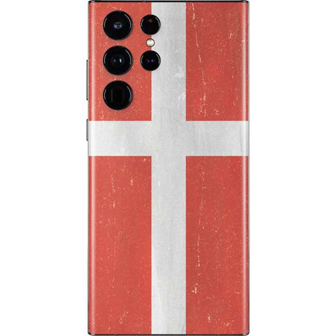 Denmark Flag Distressed Galaxy S22 Ultra Skin