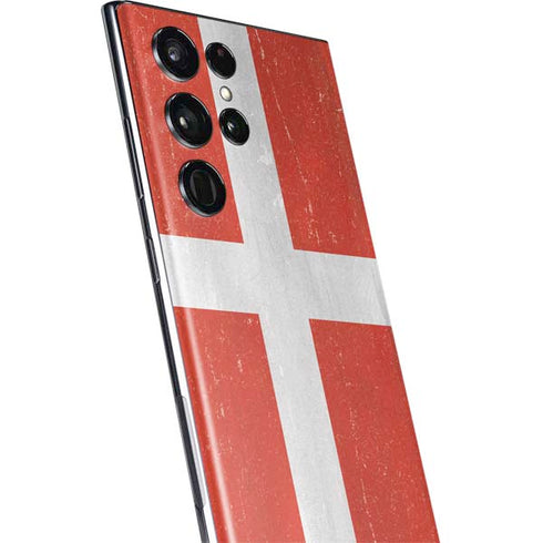 Denmark Flag Distressed Galaxy S22 Ultra Skin