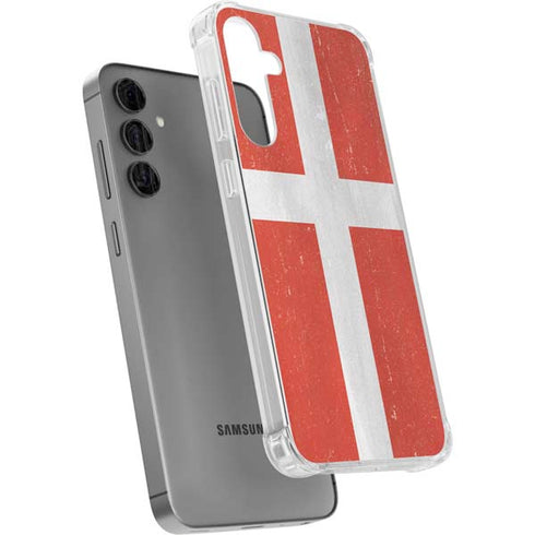 Denmark Flag Distressed Galaxy S24 Plus Clear Case