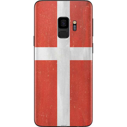 Denmark Flag Distressed Galaxy S9 Skin
