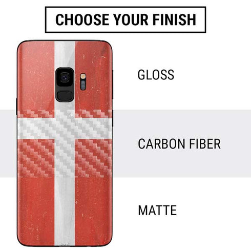 Denmark Flag Distressed Galaxy S9 Skin