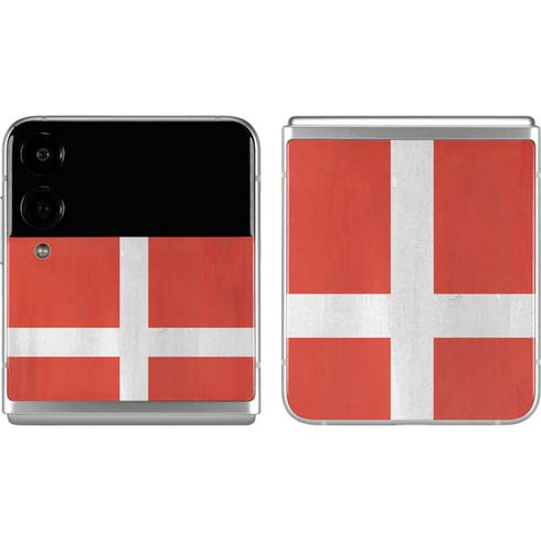 Denmark Flag Distressed Galaxy Z Flip4 5G Skin