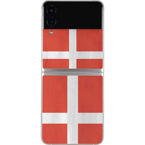 Denmark Flag Distressed Galaxy Z Flip4 5G Skin