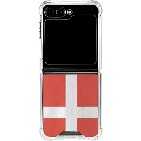 Denmark Flag Distressed Galaxy Z Flip5 5G Clear Case
