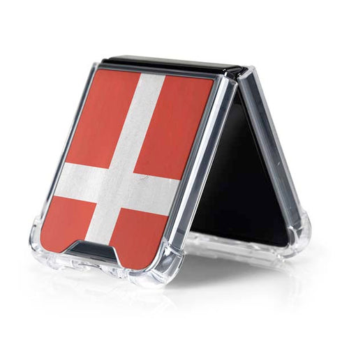 Denmark Flag Distressed Galaxy Z Flip5 5G Clear Case