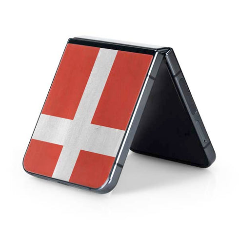 Denmark Flag Distressed Galaxy Z Flip5 5G Skin