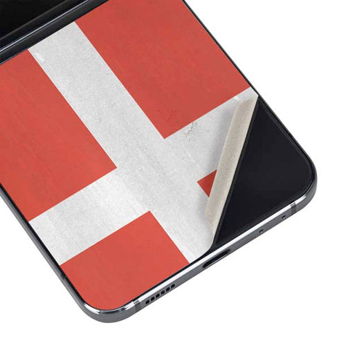 Denmark Flag Distressed Galaxy Z Flip5 5G Skin