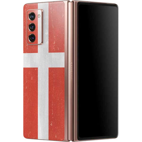 Denmark Flag Distressed Galaxy Z Fold2 5G Skin