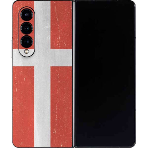 Denmark Flag Distressed Galaxy Z Fold4 5G Skin