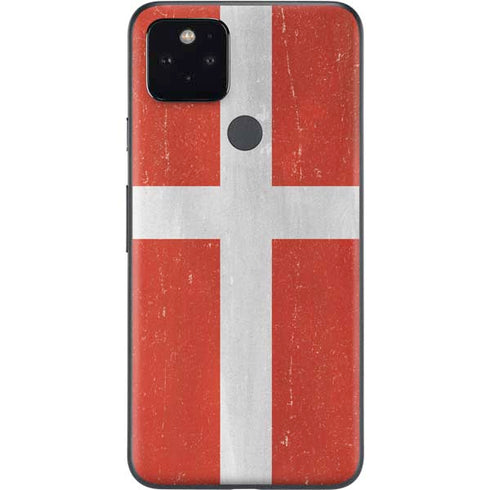 Denmark Flag Distressed Google Pixel 5 Skin