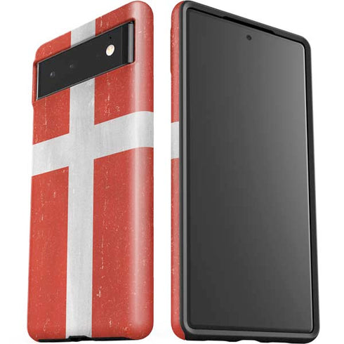 Denmark Flag Distressed Google Pixel 6 Case