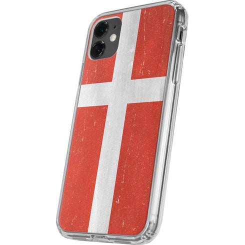 Denmark Flag Distressed iPhone 11 Clear Case