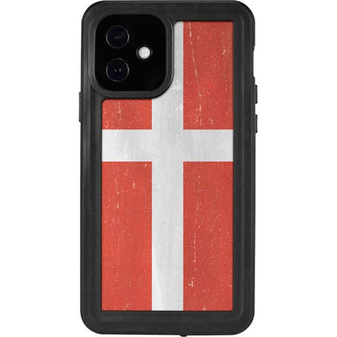Denmark Flag Distressed iPhone 12 Waterproof Case