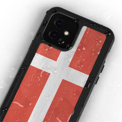 Denmark Flag Distressed iPhone 12 Waterproof Case