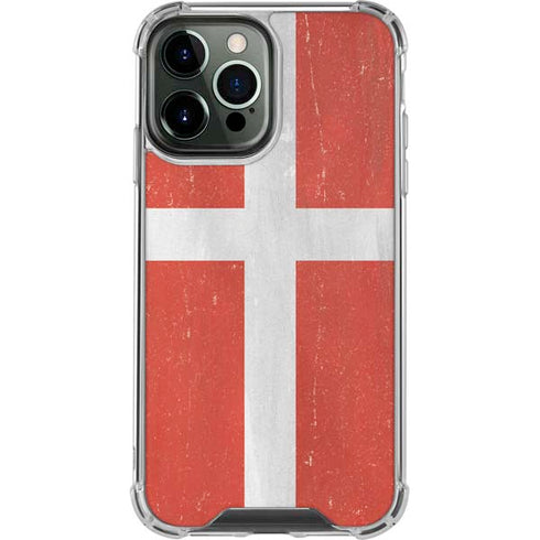 Denmark Flag Distressed iPhone 13 Pro Max Clear Case