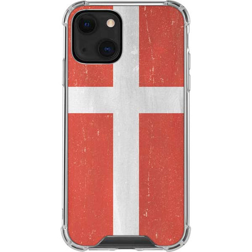 Denmark Flag Distressed iPhone 14 Plus Clear Case