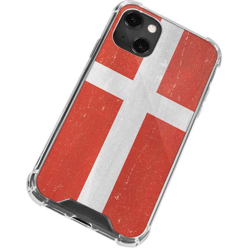 Denmark Flag Distressed iPhone 14 Plus Clear Case