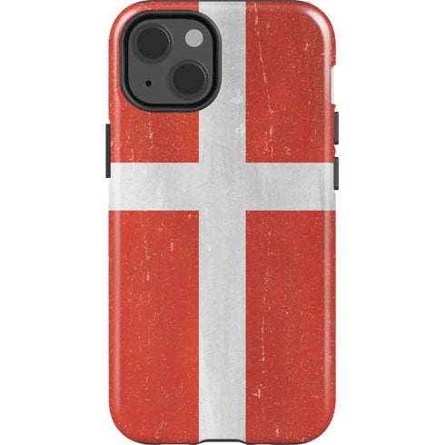 Denmark Flag Distressed iPhone 15 Impact Case