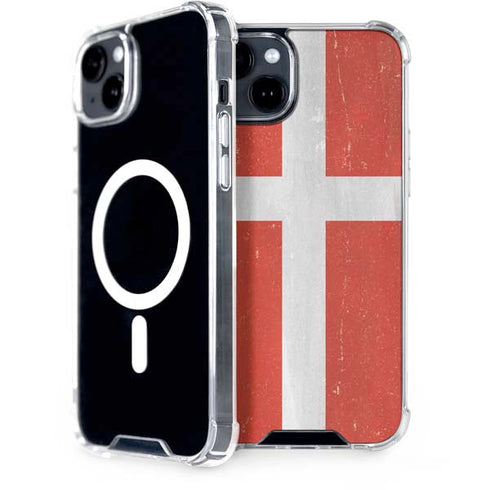 Denmark Flag Distressed iPhone 15 Plus MagSafe Case