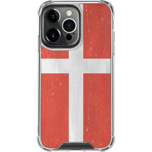 Denmark Flag Distressed iPhone 15 Pro Clear Case