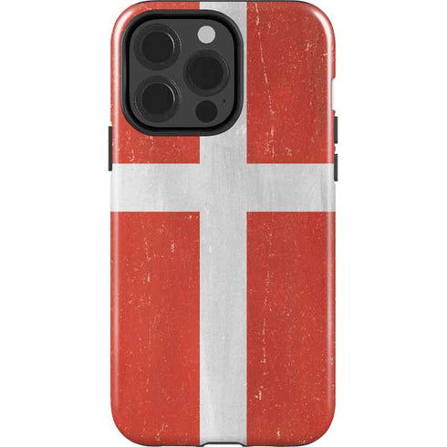 Denmark Flag Distressed iPhone 15 Pro Impact Case