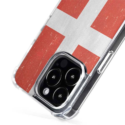 Denmark Flag Distressed iPhone 15 Pro MagSafe Case