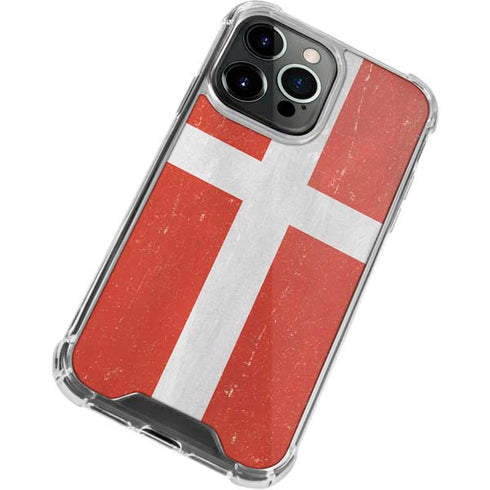 Denmark Flag Distressed iPhone 14 Pro Max Clear Case