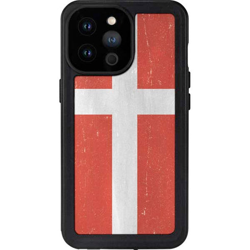 Denmark Flag Distressed iPhone 14 Pro Max Waterproof Case