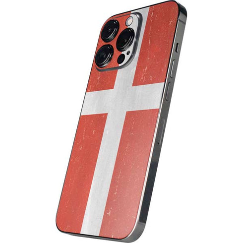 Denmark Flag Distressed iPhone 15 Pro Skin