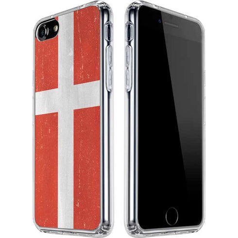 Denmark Flag Distressed iPhone SE (2nd & 3rd Gen) Clear Case
