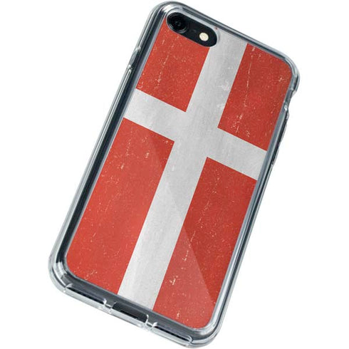 Denmark Flag Distressed iPhone SE (2nd & 3rd Gen) Clear Case