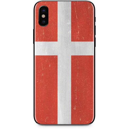Denmark Flag Distressed iPhone X Skin