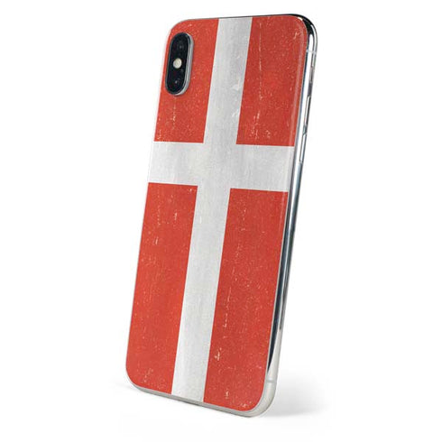 Denmark Flag Distressed iPhone X Skin