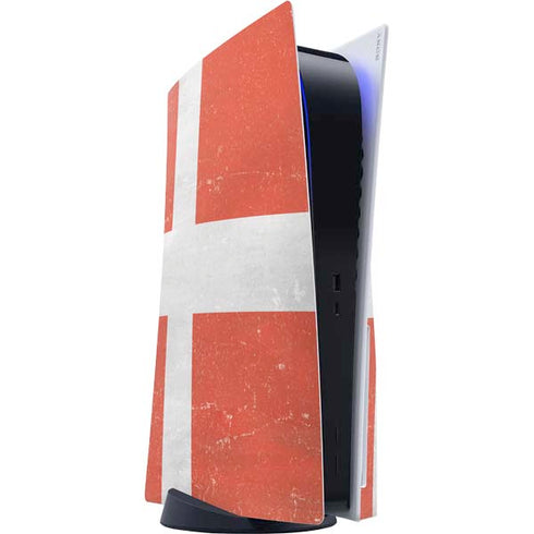 Denmark Flag Distressed PS5 Console Skin