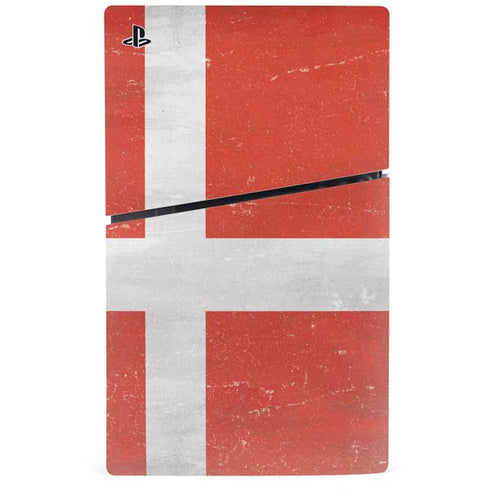 Denmark Flag Distressed PS5 Slim Digital Edition Bundle Skin