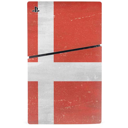 Denmark Flag Distressed PS5 Slim Digital Edition Console Skin