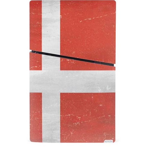 Denmark Flag Distressed PS5 Slim Digital Edition Console Skin