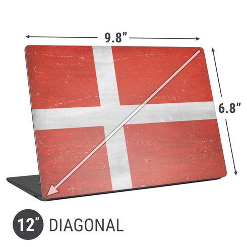 Denmark Flag Distressed Universal Laptop 12in (9.8 x 6.8in) Skin