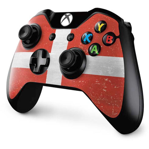 Denmark Flag Distressed Xbox One Controller Skin