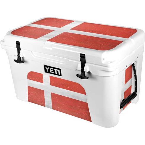 Denmark Flag Distressed YETI Tundra 45 Hard Cooler Skin
