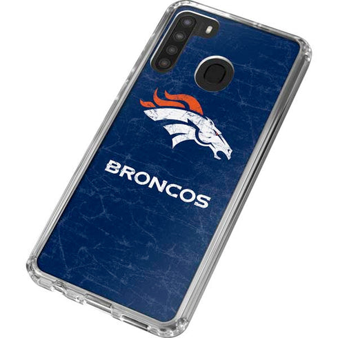 NFL Denver Broncos - Distressed Galaxy A21 Clear Case