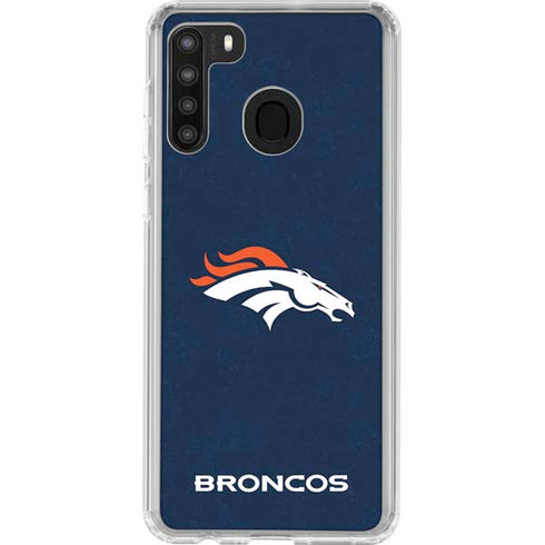 NFL Denver Broncos - Distressed Galaxy A21 Clear Case