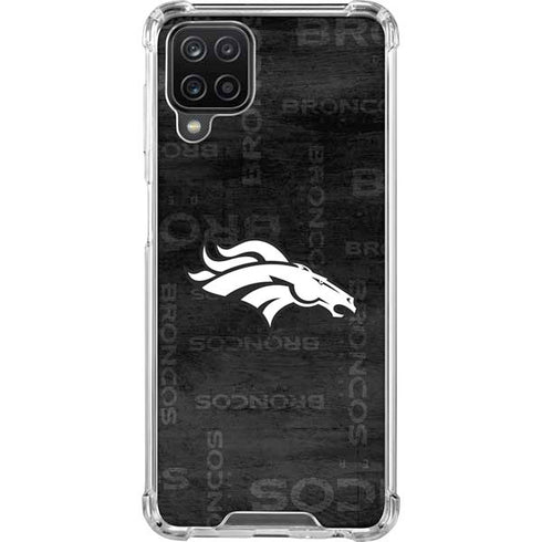 NFL Denver Broncos Black & White Galaxy A12 Clear Case