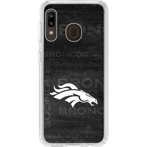 NFL Denver Broncos Black & White Galaxy A20 Clear Case