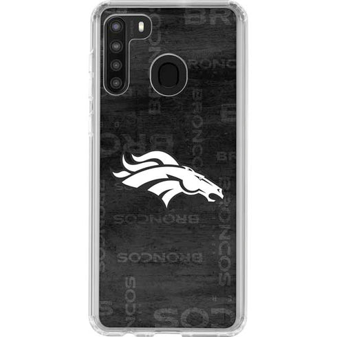 NFL Denver Broncos Black & White Galaxy A21 Clear Case