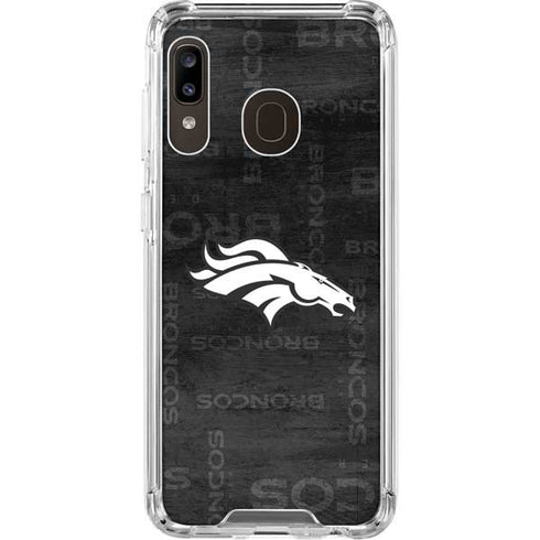 NFL Denver Broncos Black & White Galaxy A30 Clear Case