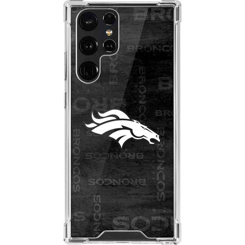 NFL Denver Broncos Black & White Galaxy S22 Ultra Clear Case