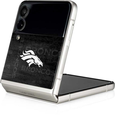 NFL Denver Broncos Black & White Galaxy Z Flip3 5G Skin